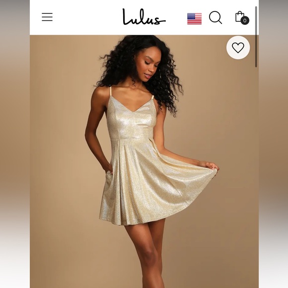 Lookout Weekend Sparkly Gold Skater Dress - Picture 2 of 12